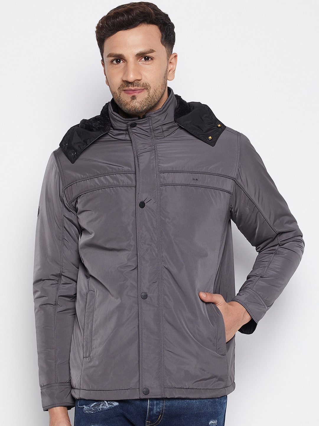 

Okane Men Grey Lightweight Open Front Jacket