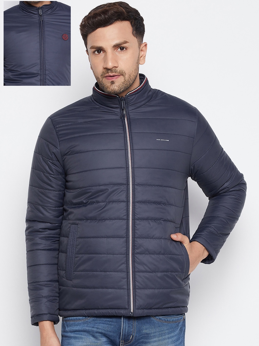 

Okane Men Navy Blue Reversible Padded Jacket