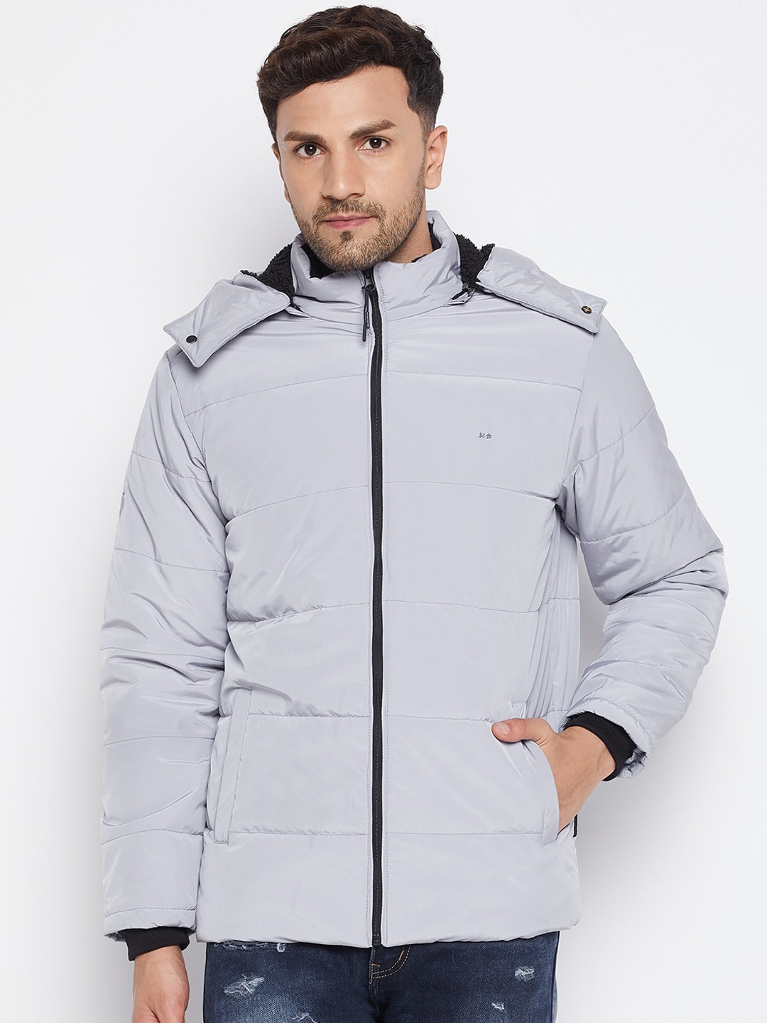 

Okane Men Grey Solid Lightweight Padded Jacket