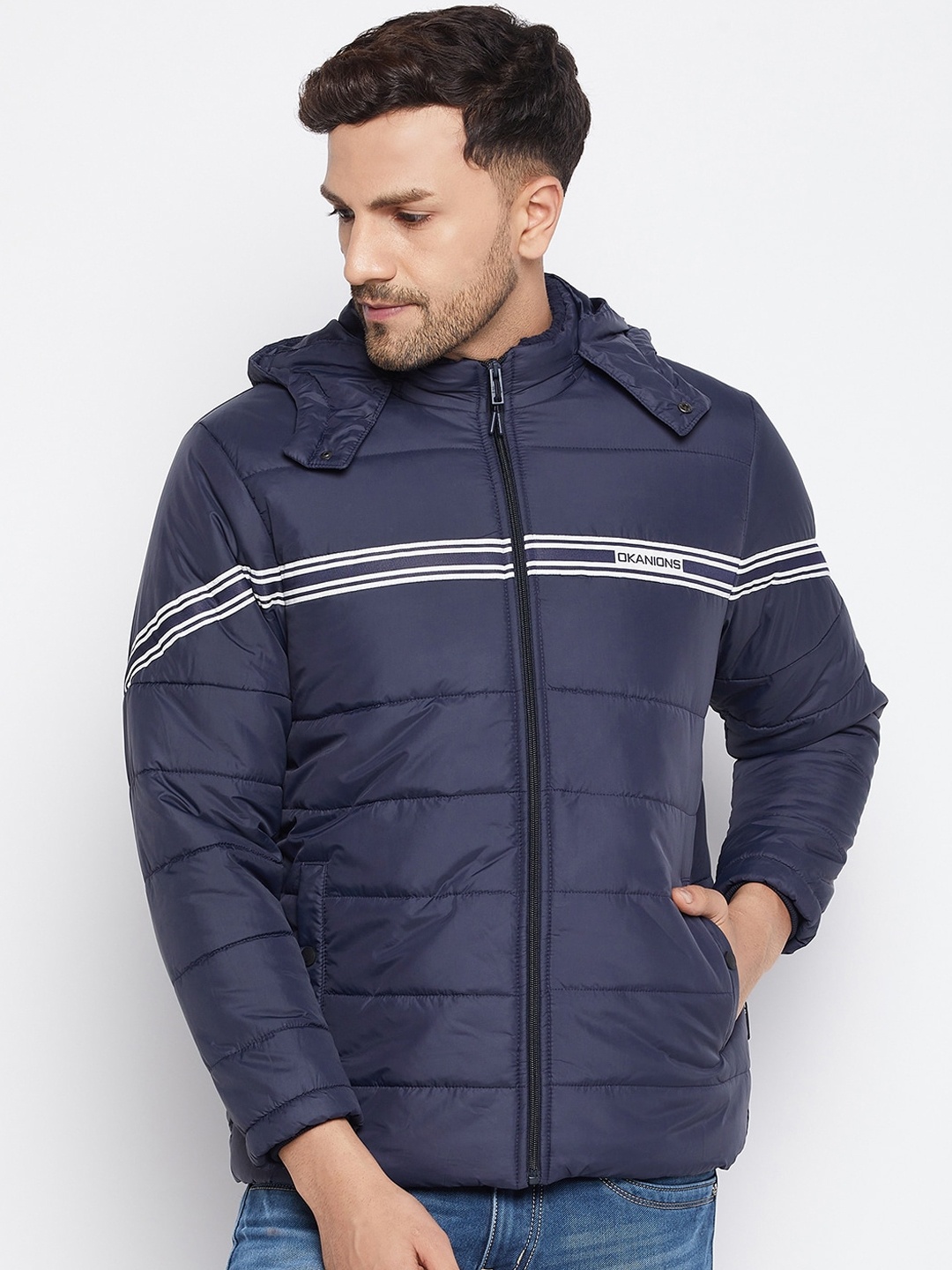 

Okane Men Navy Blue Lightweight Puffer Jacket