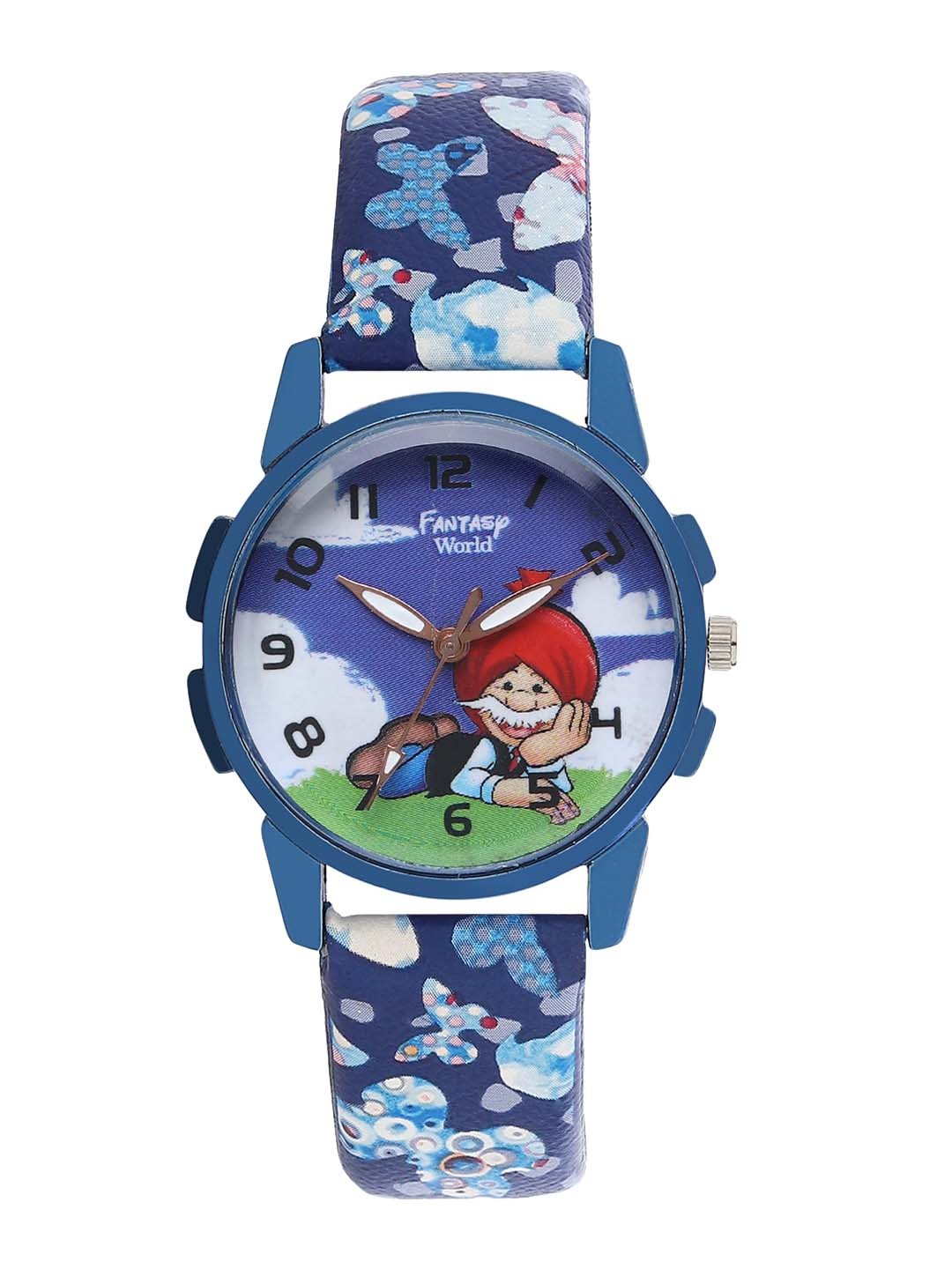 

Fantasy World Kids Blue & White Printed Dial Leather Strap Analogue Watch HOBFW-020-CH-BL3
