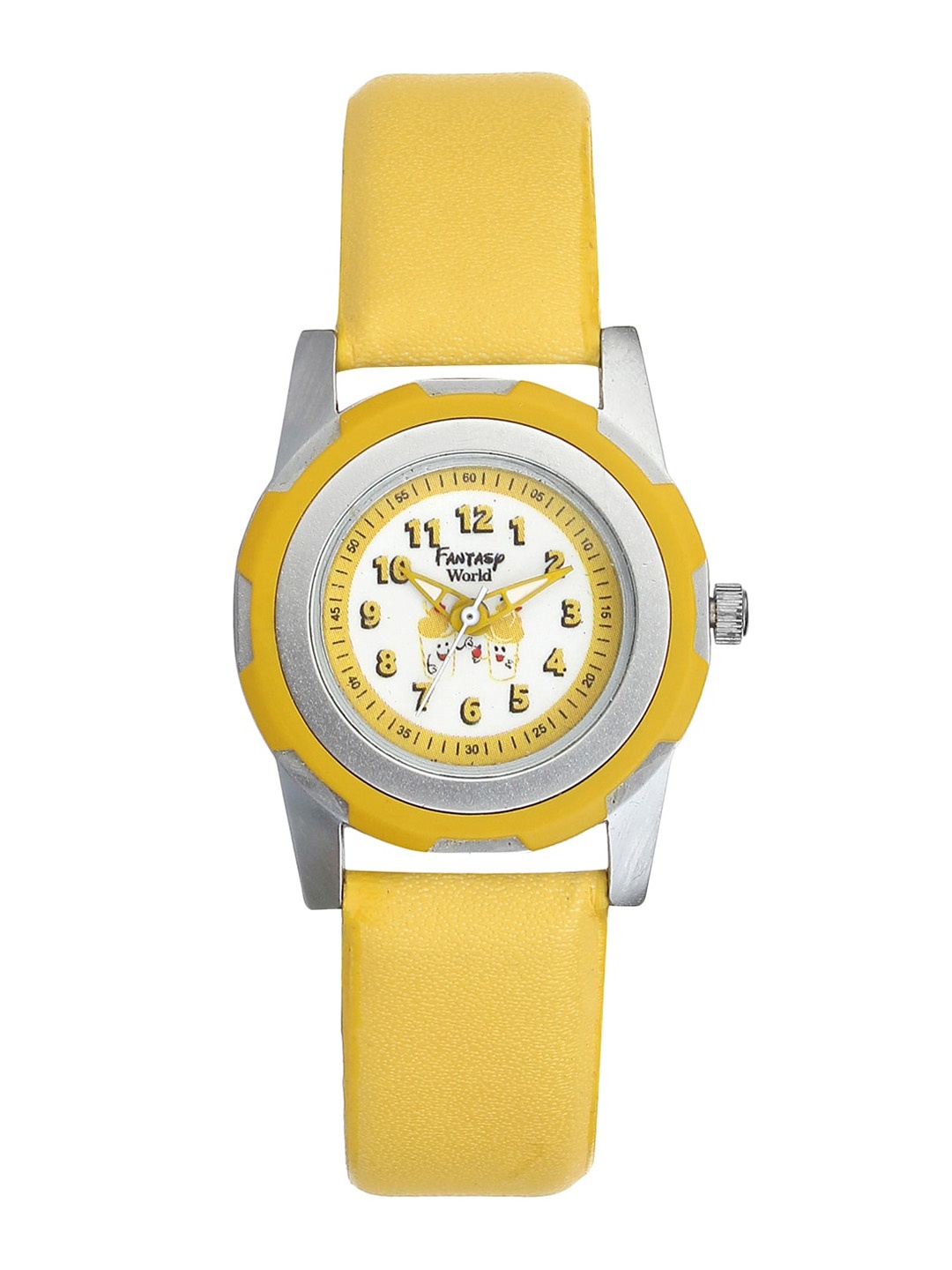 

Fantasy World Unisex Kids White Printed Dial & Yellow Leather Straps Analogue Watch HOBFW-007-YL01
