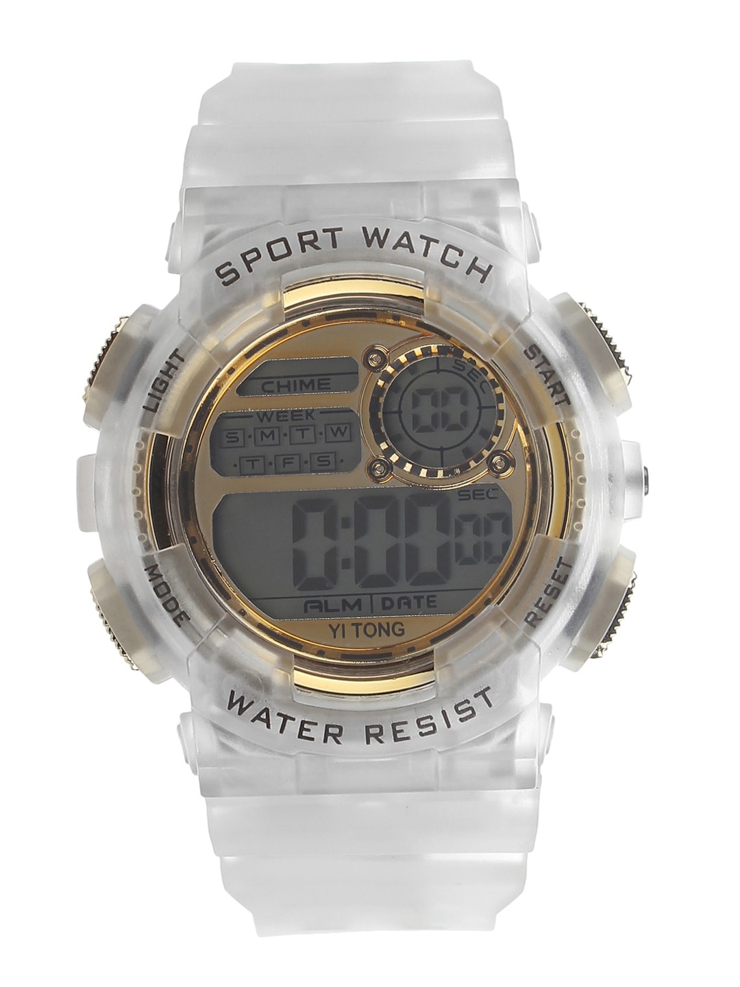 

Fantasy World Unisex Kids Gold-Toned Printed Dial & White Textured Straps Digital Watch