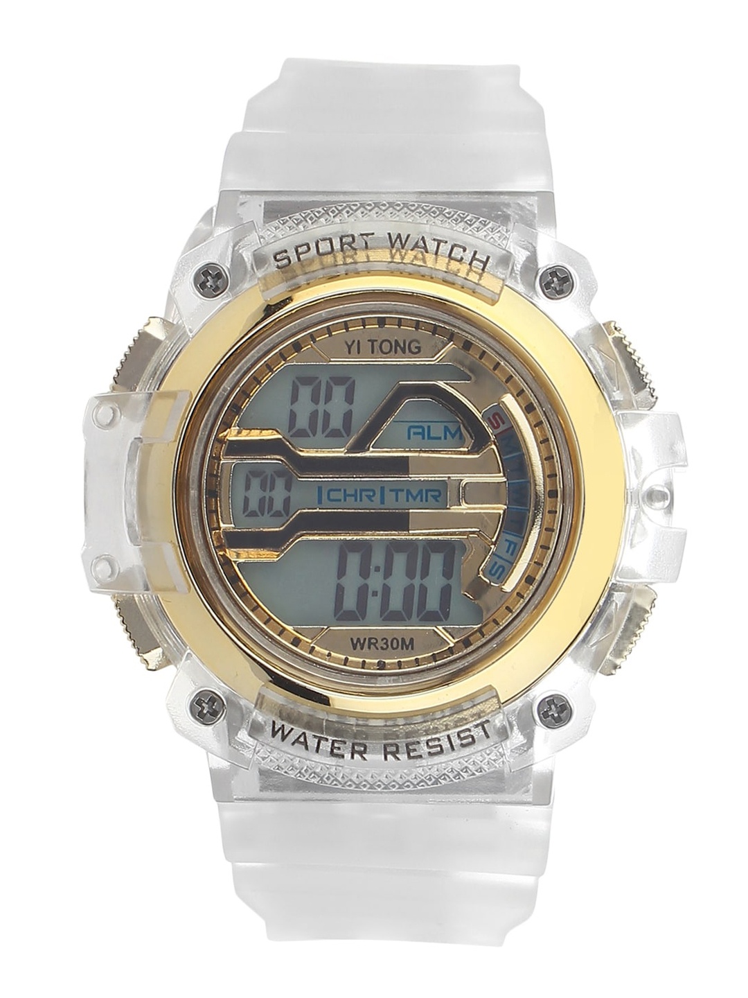 

Fantasy World Unisex Kids Gold-Toned Dial & White Straps Digital Watch
