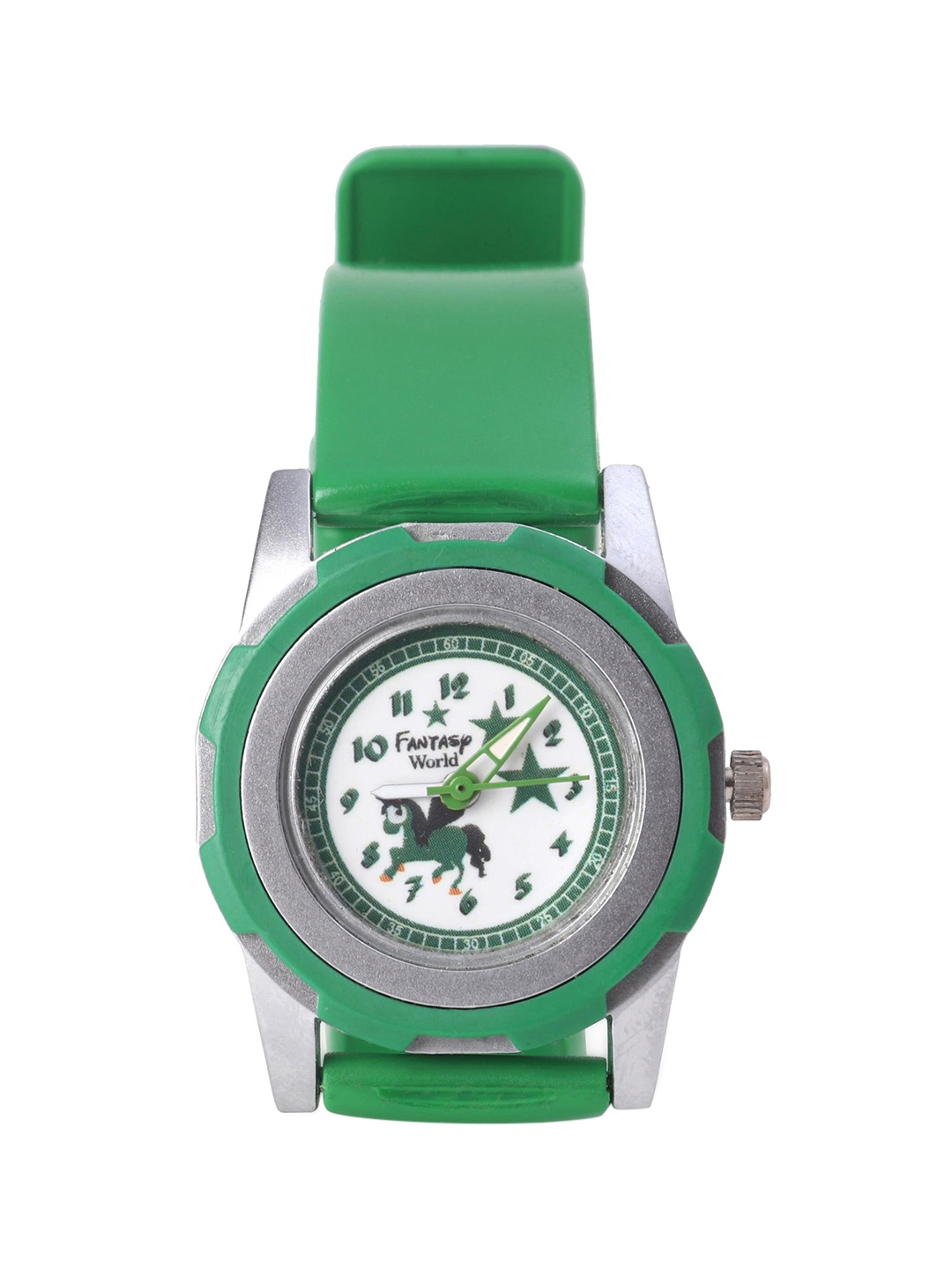

Fantasy World Kids White Printed Dial & Green Leather Straps Analogue Watch-HOBFW-007-GR02