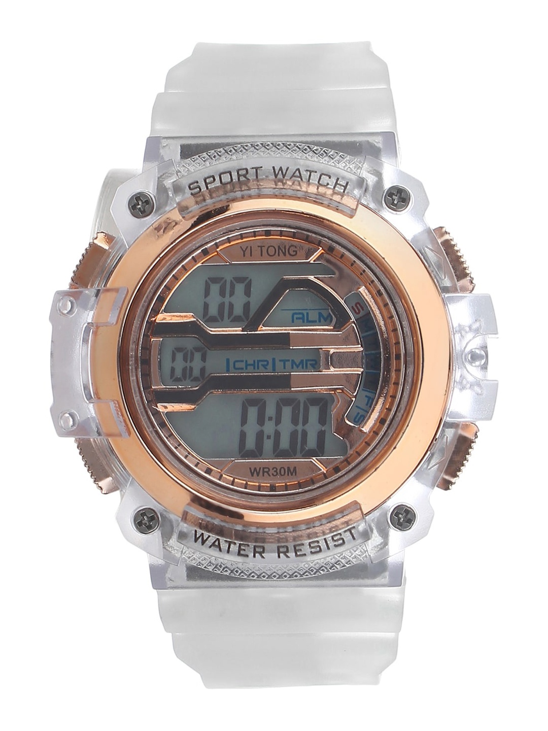 

Fantasy World Kids Copper-Toned Dial & White Textured Straps Digital Watch