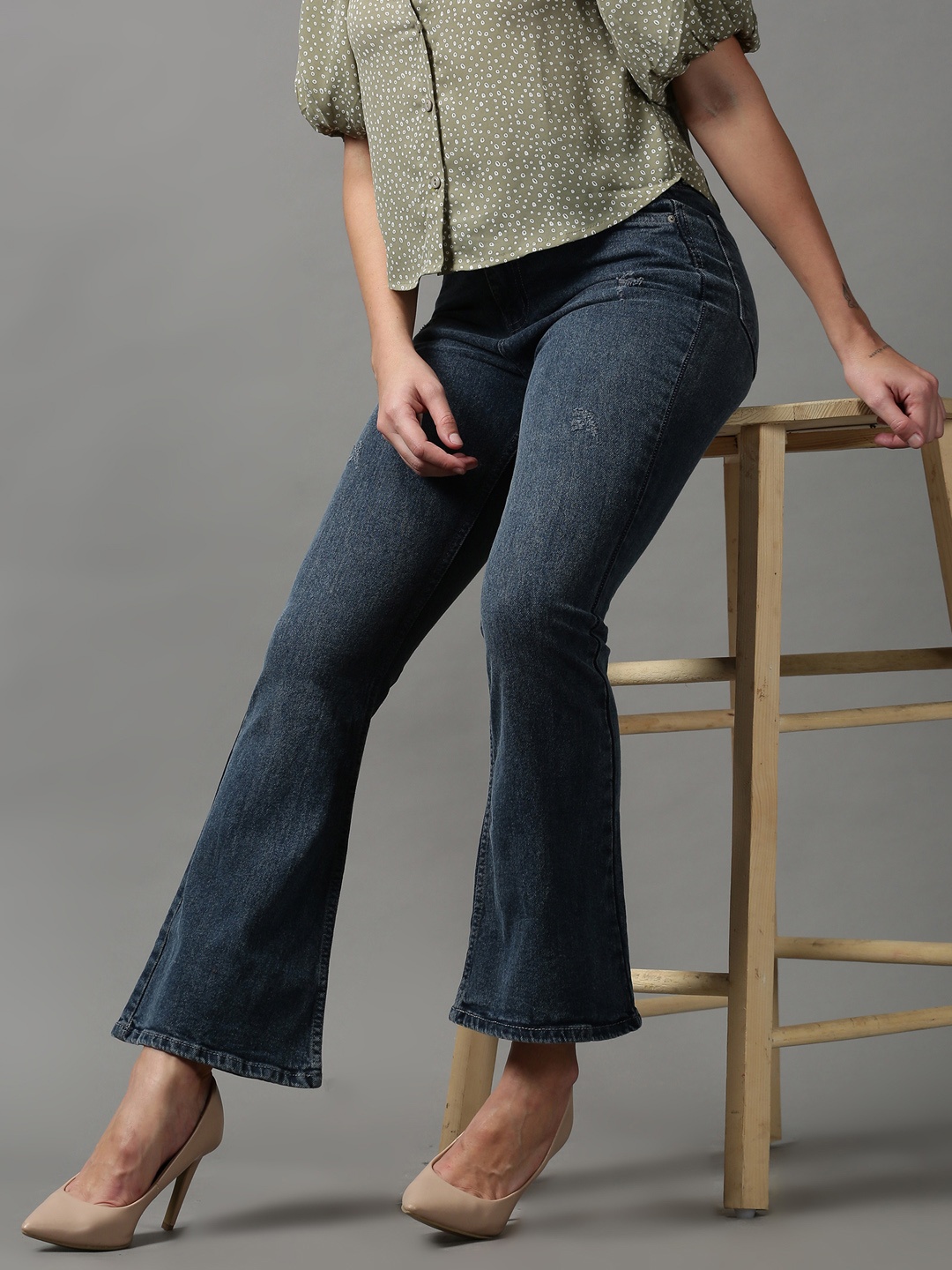 

SHOWOFF Women Blue Bootcut Light Fade Stretchable Jeans