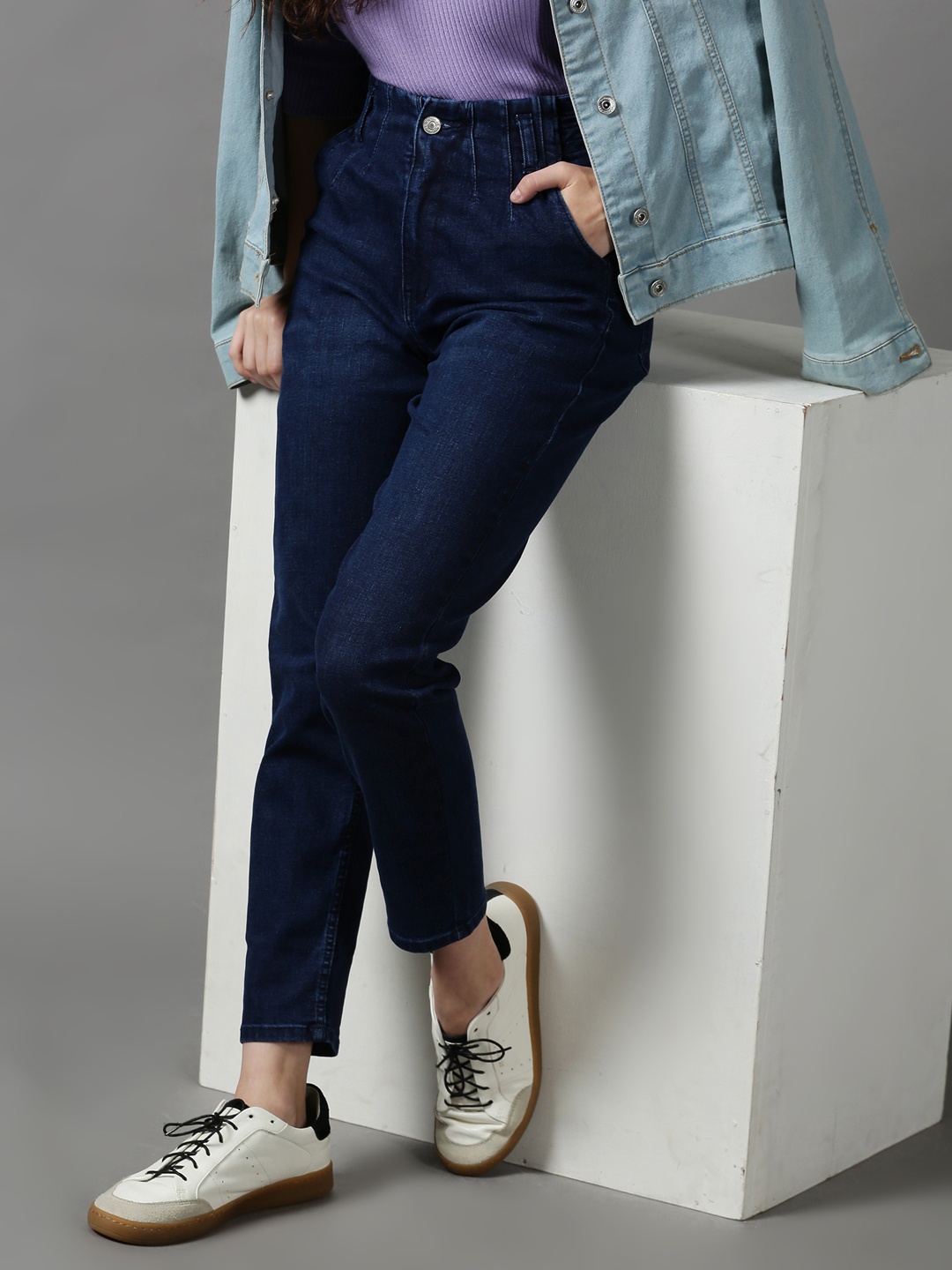 

SHOWOFF Women Navy Blue Boyfriend Fit Stretchable Jeans