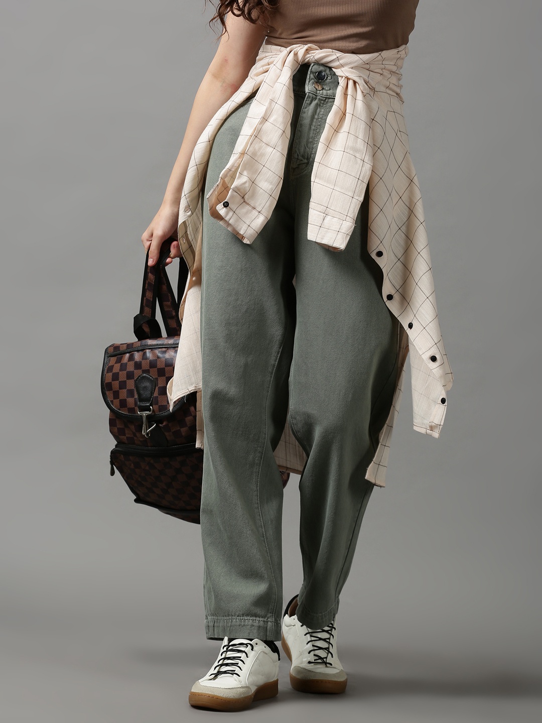 

SHOWOFF Women Olive Green Cotton Jeans