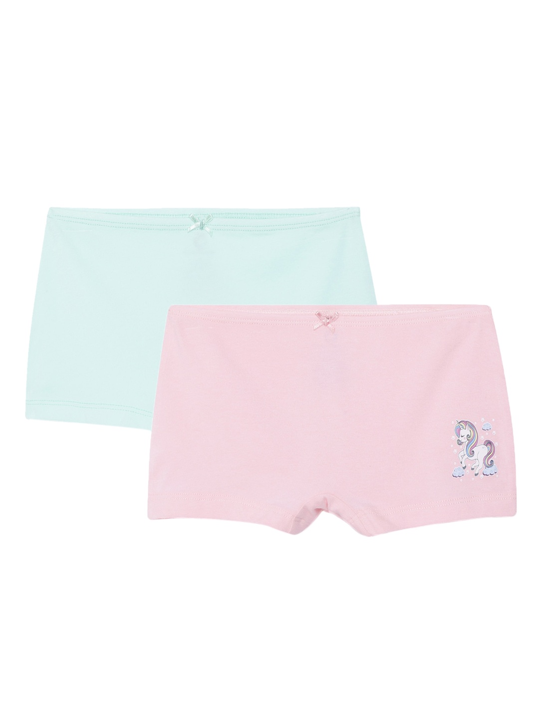 

Charm n Cherish Girls Pack Of 2 Pink & Blue Solid Cotton Hipster Briefs