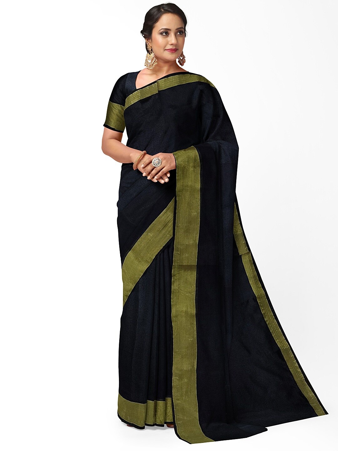 

Silk Bazar Black Silk Cotton Sungudi Saree