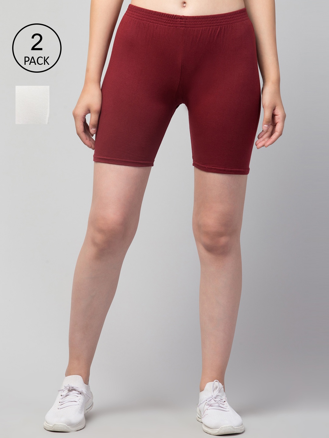 

Apraa & Parma Women Maroon Pack Of 2 Pure Cotton Slim Fit Cycling Sports Shorts