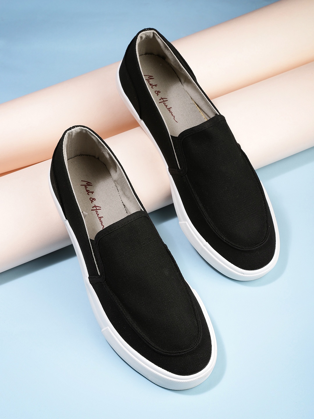 

Mast & Harbour Men Black Slip-On Sneakers