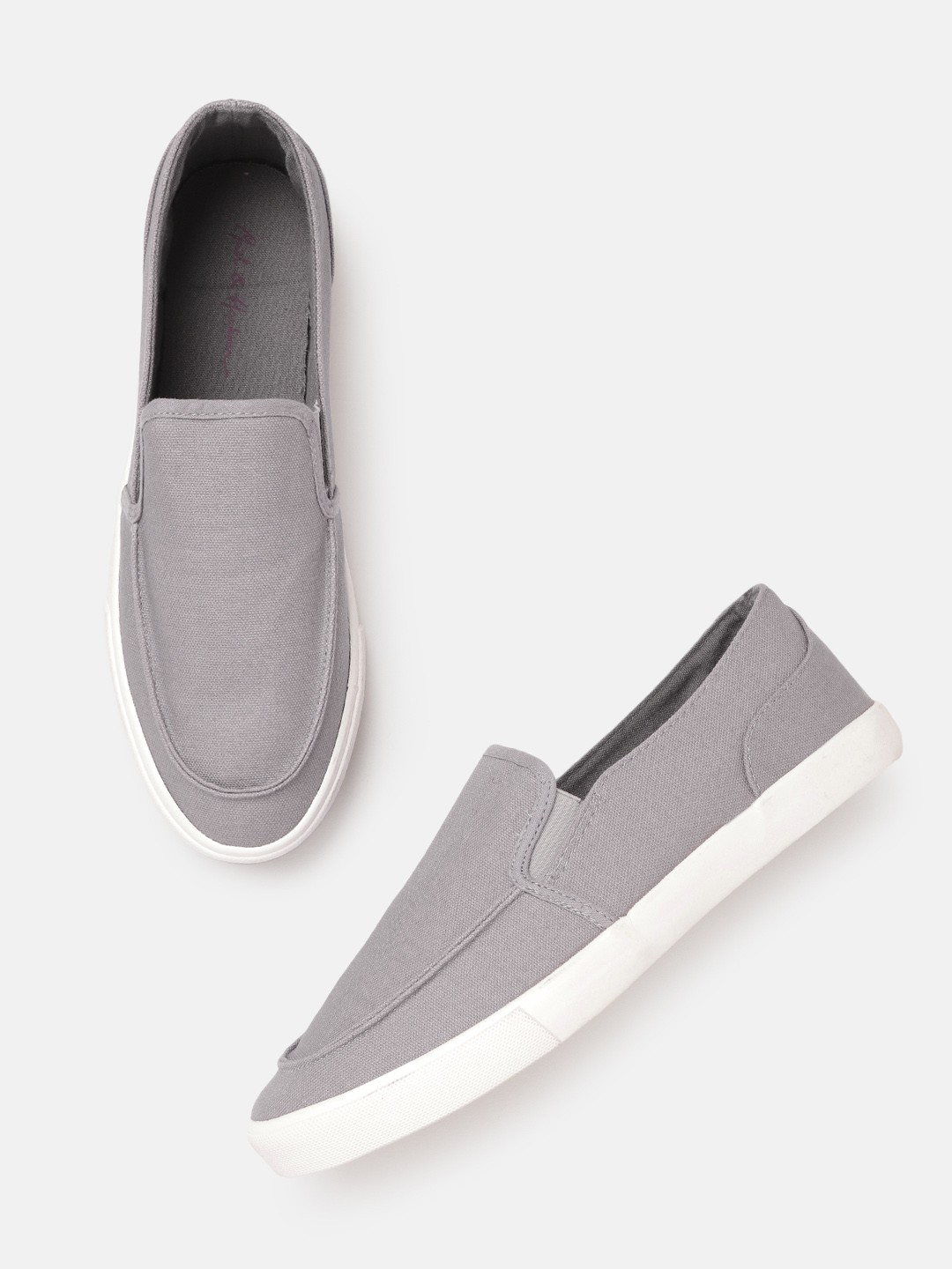 

Mast & Harbour Men Grey Solid Slip-On Sneakers