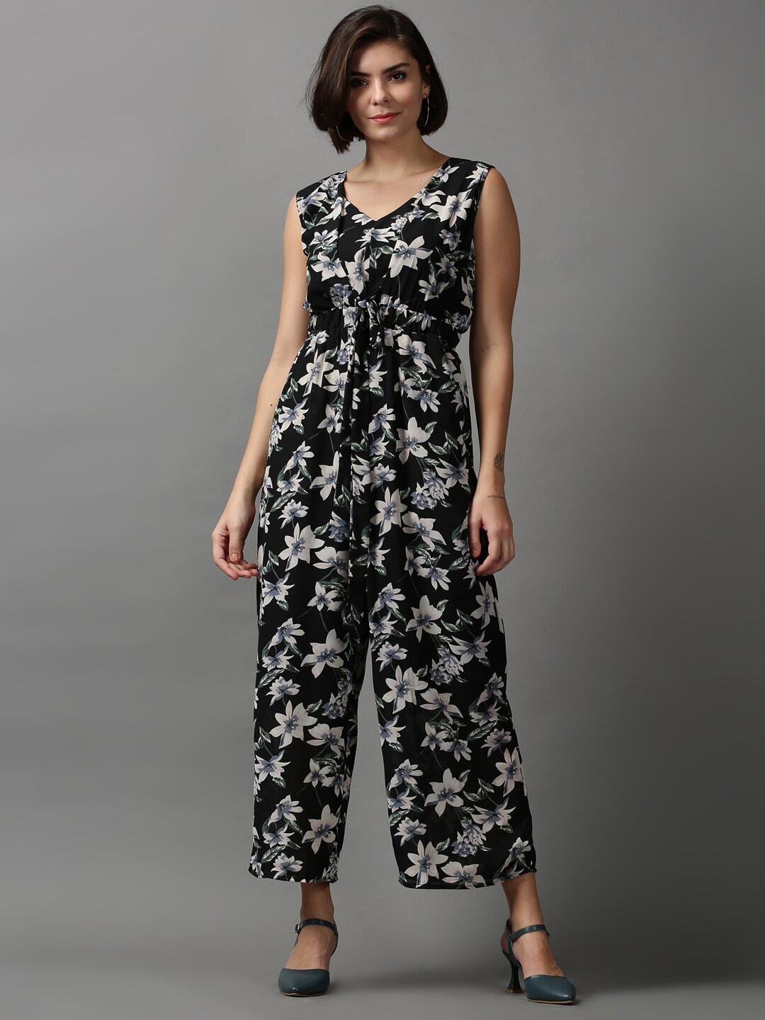 

SHOWOFF Black & White Printed Basic Jumpsuit