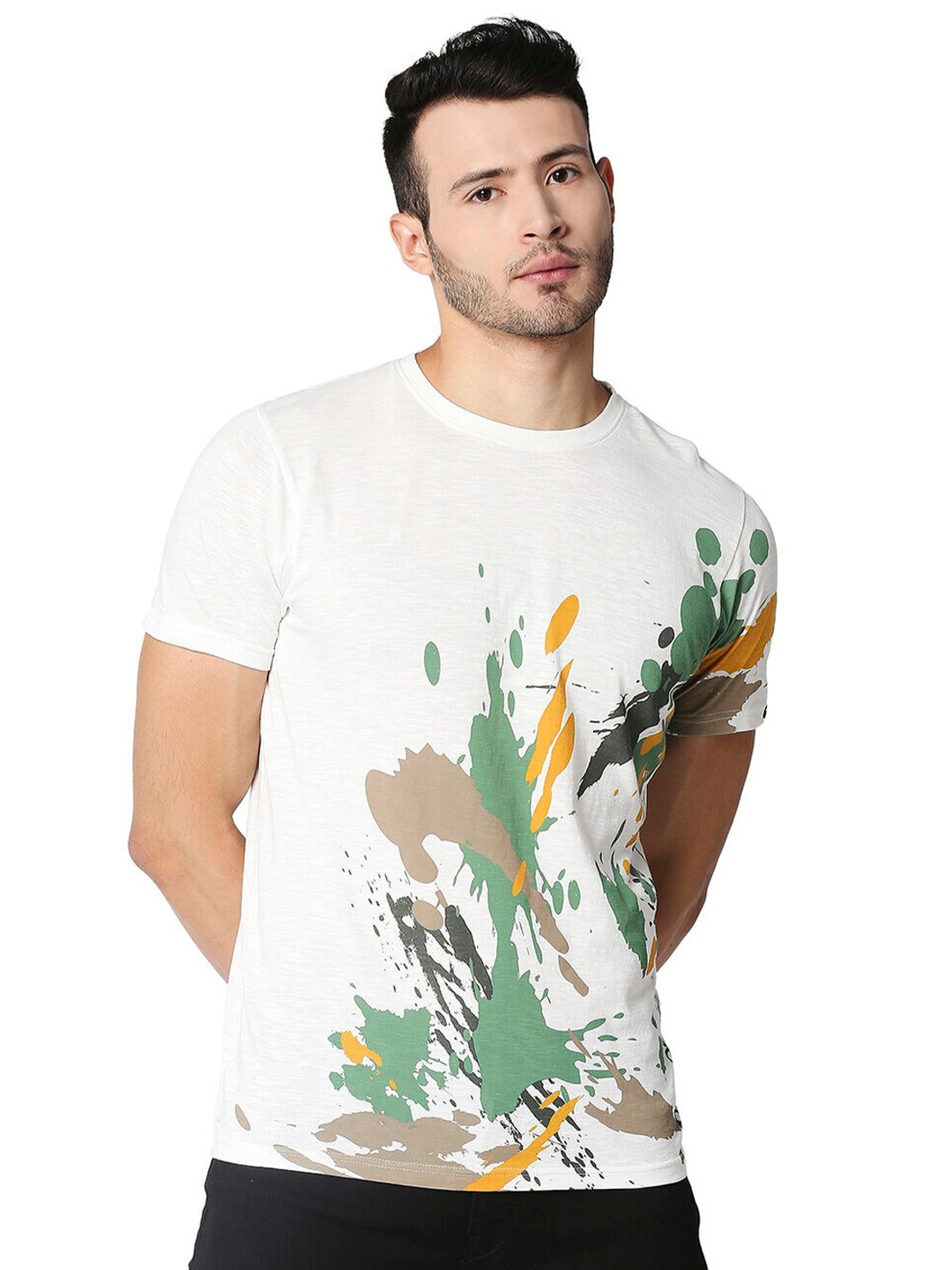 

Pepe Jeans Men White Graphic Printed Cotton T-shirt