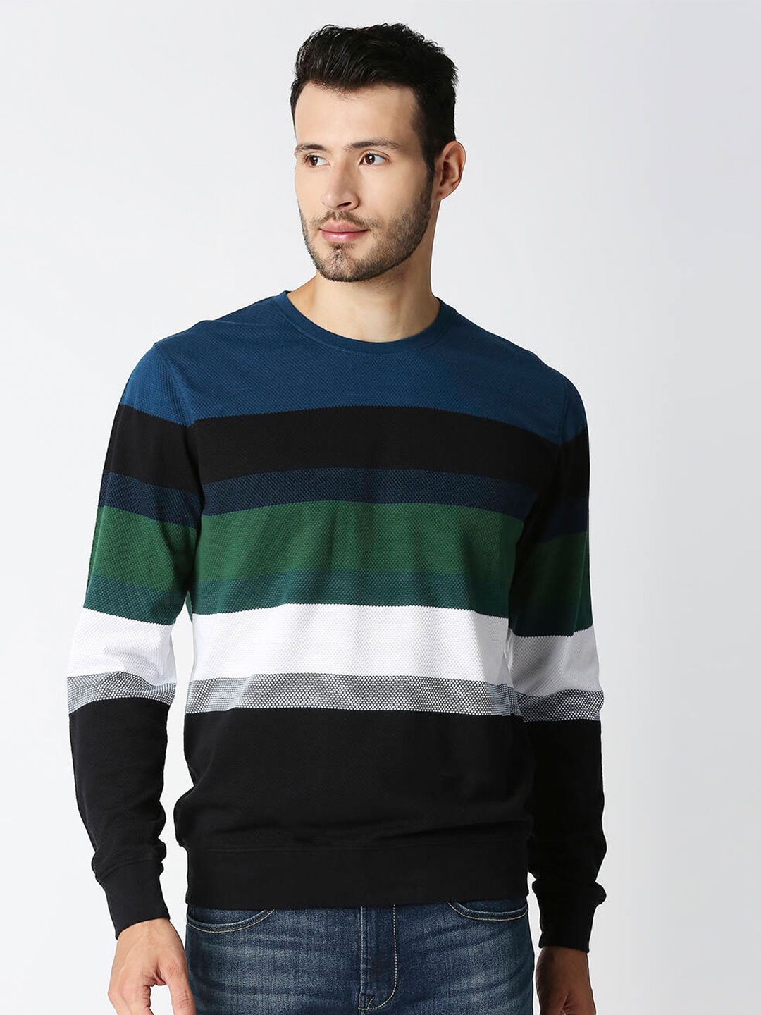 

Pepe Jeans Men Green Striped Cotton T-shirt