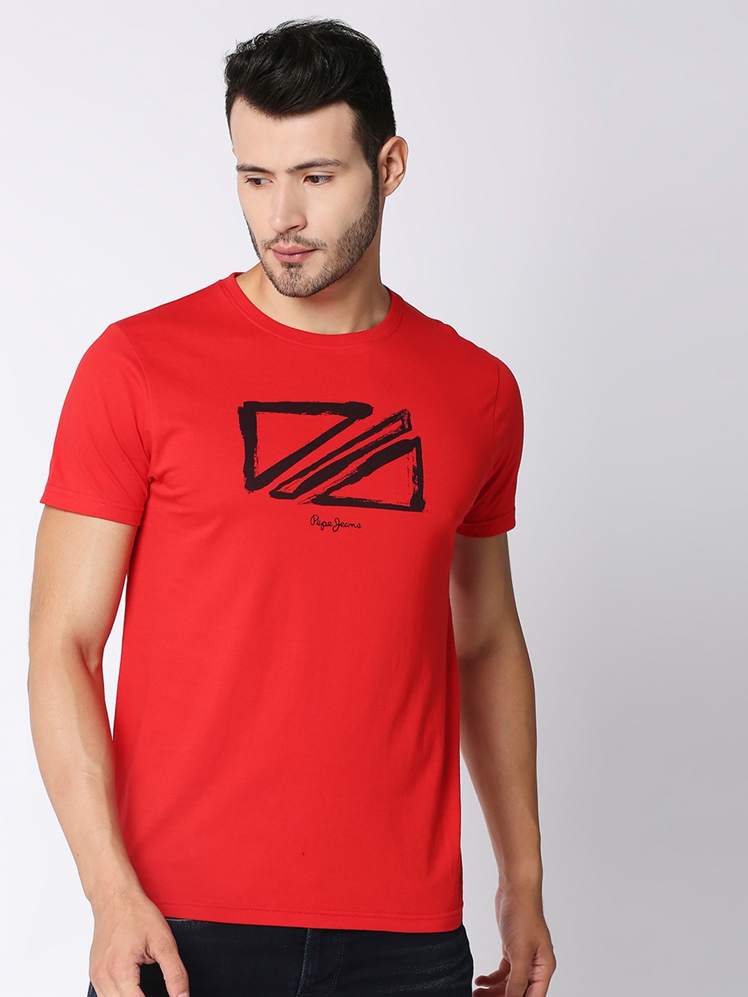 

Pepe Jeans Men Red & Black Printed T-shirt