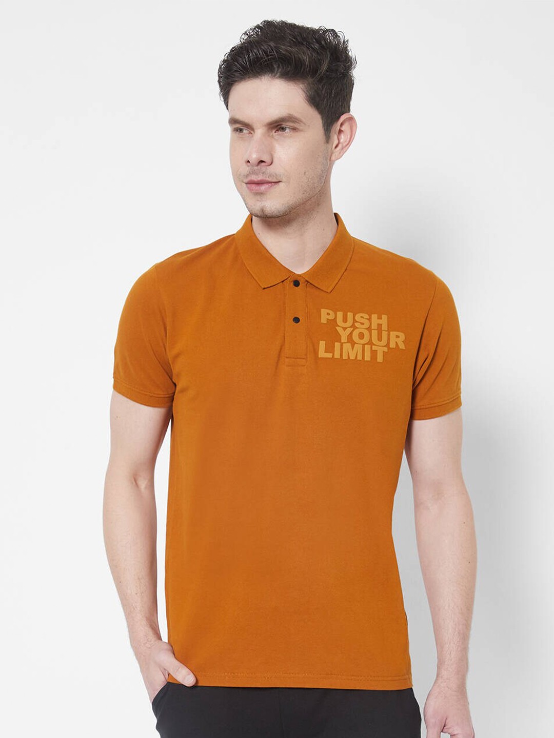 

Pepe Jeans Men Yellow Typography Printed Polo Collar T-shirt