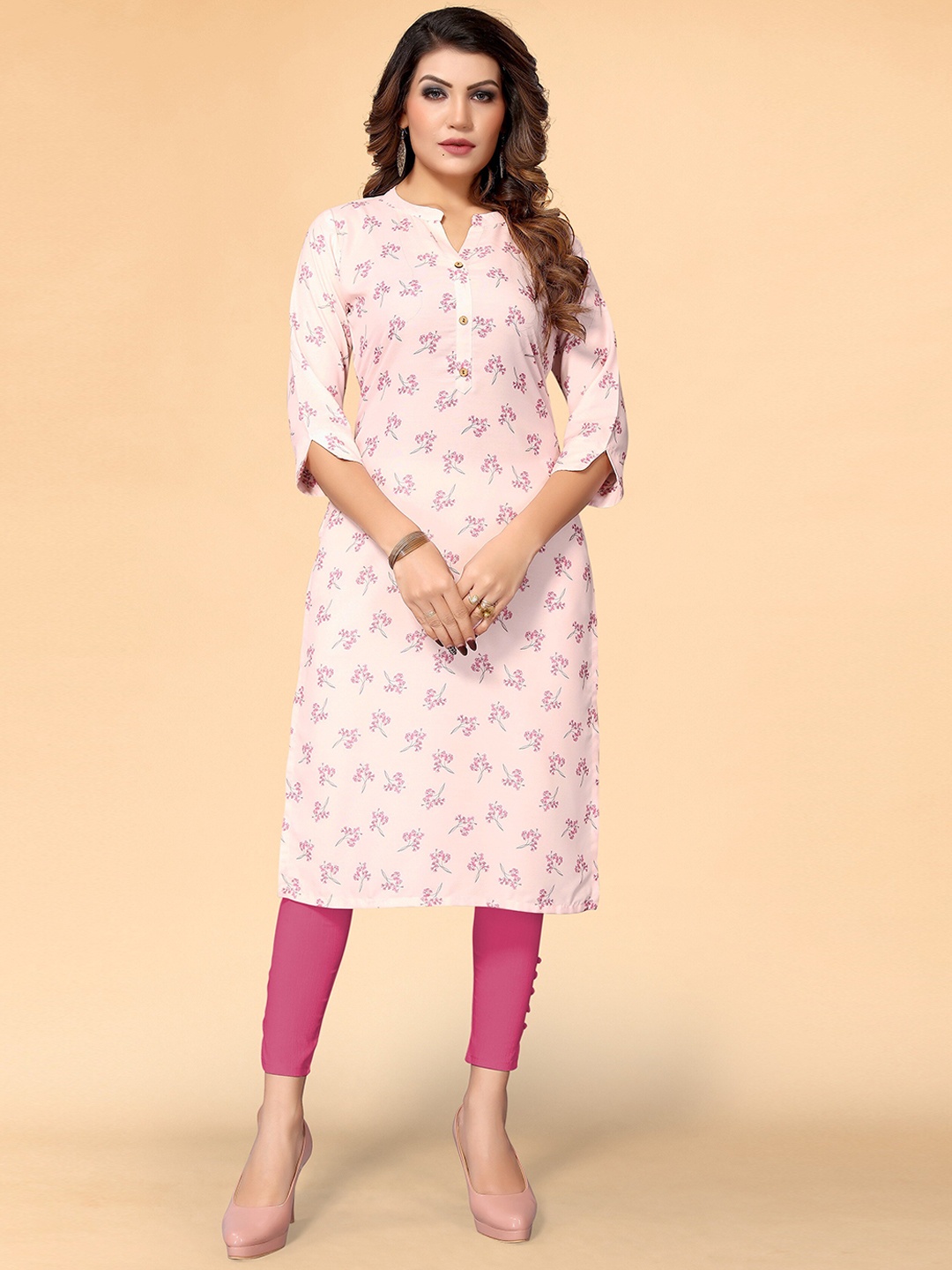 

KALINI Women Pink Floral Printed Kurta