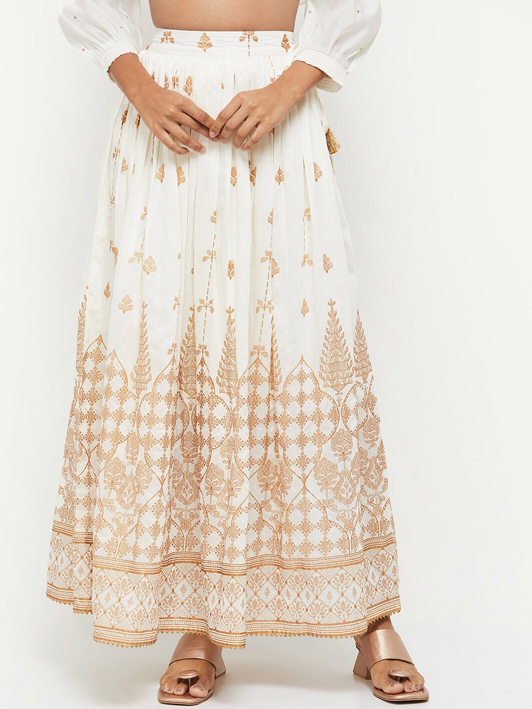 

max Women Brown Printed Maxi Skirt
