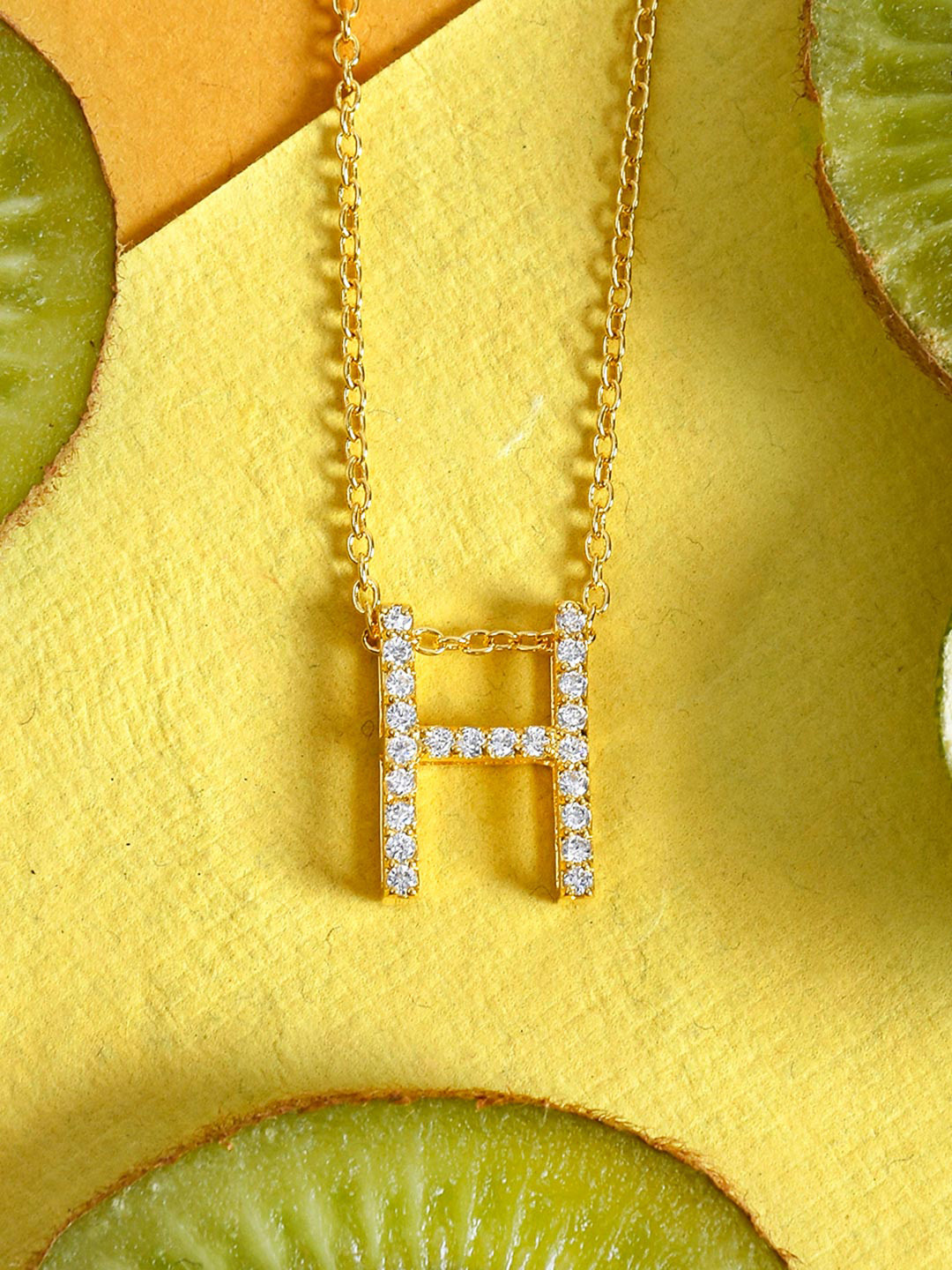 

Tistabene Gold-Plated & White AD-Studded H Pendant