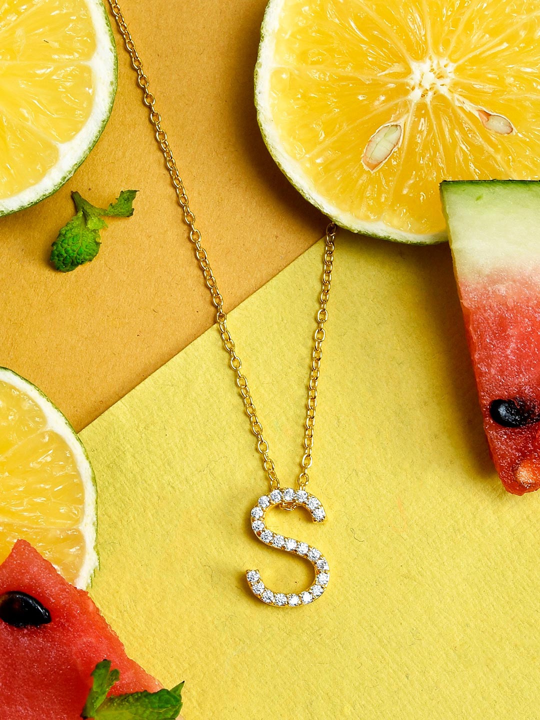 

Tistabene Women Gold-Plated AD-Studded Pendant With Chain