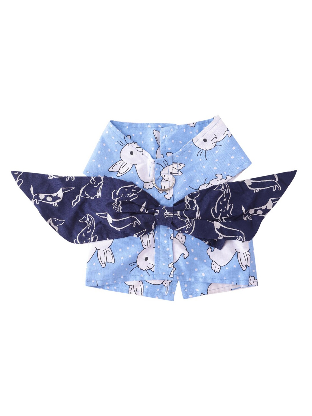 

Lulala Unisex Blue Printed Cotton Dog Harness with Bow-Knot Set Dress