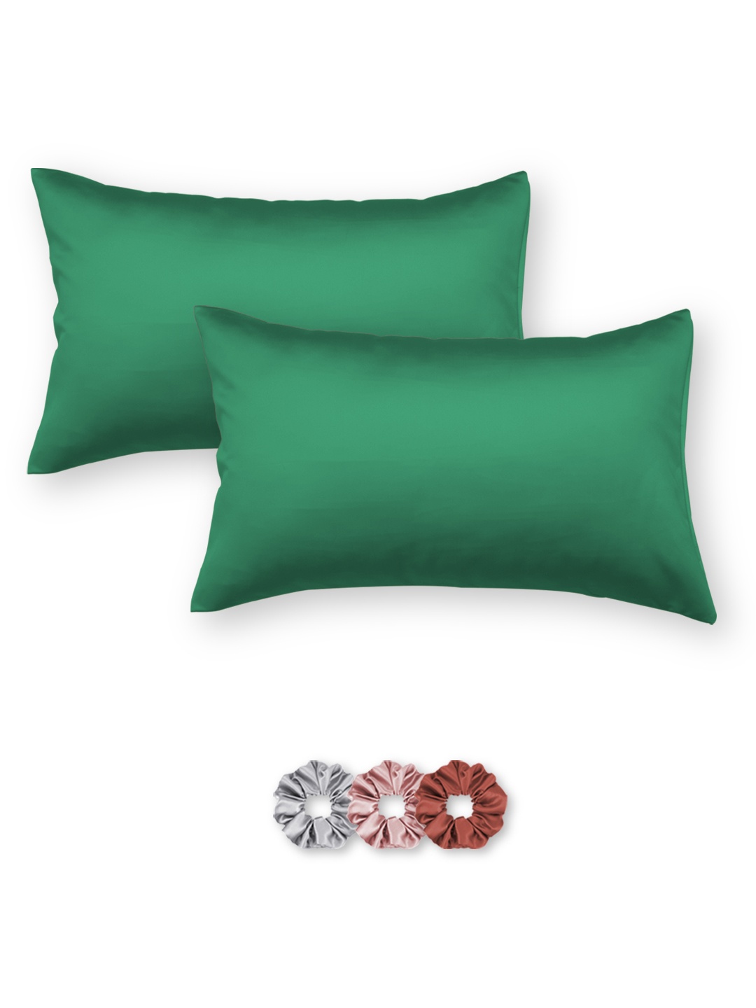 

Seevo Set of 2 Green Solid Satin Pillow Covers