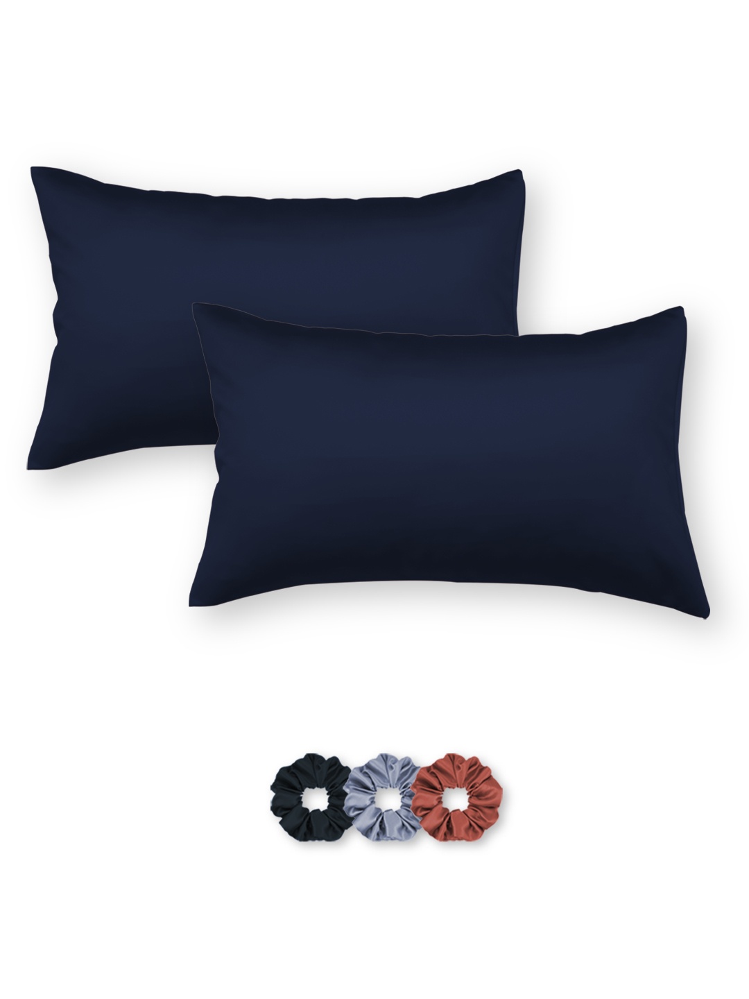 

Seevo Set Of 2 Navy-Blue Solid Pillow Covers