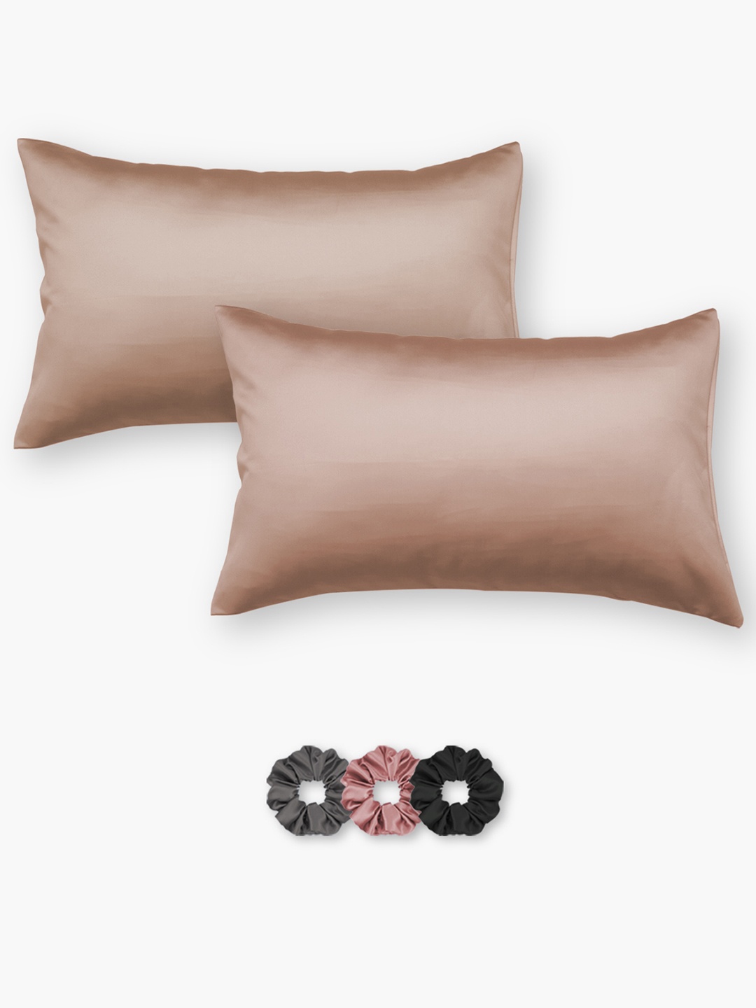 

Seevo Set Of 2 Brown Solid 400 TC Satin Pillow Covers