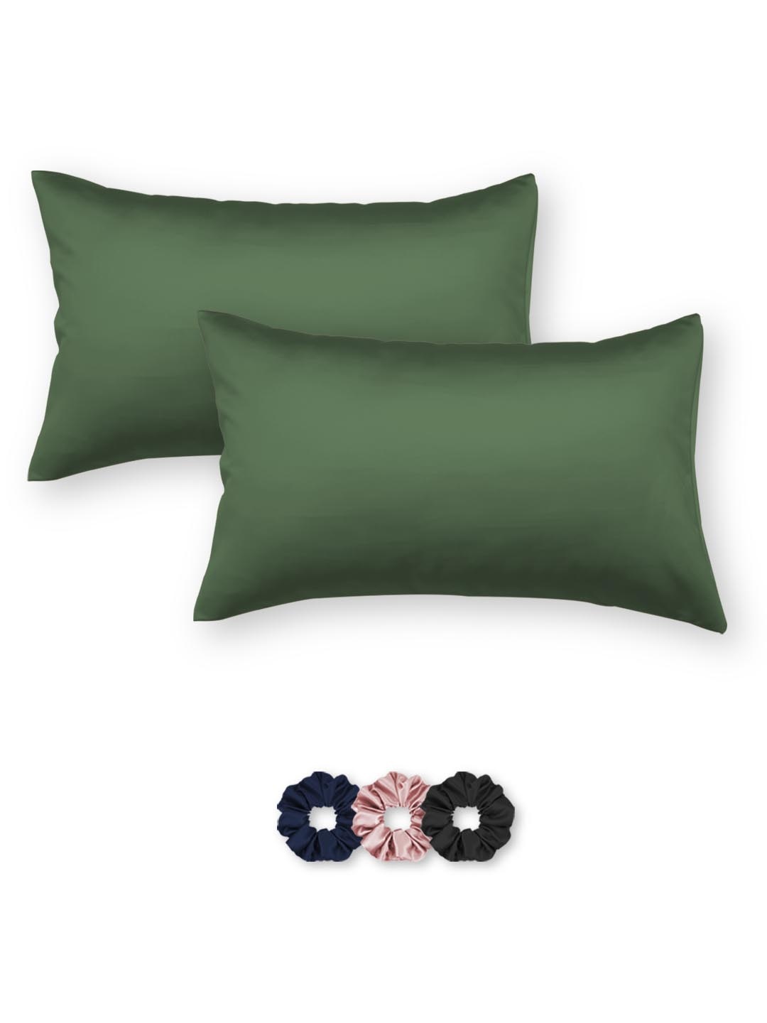 

Seevo Set Of 2 Green Solid 400 TC Pillow Covers