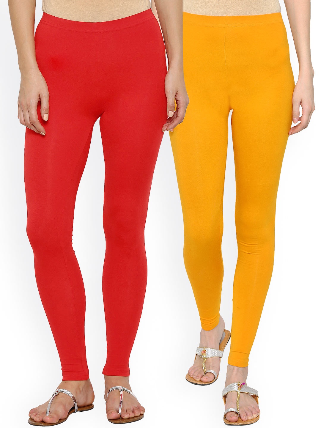 

De Moza Pack of 2 Ankle-Length Leggings, Red