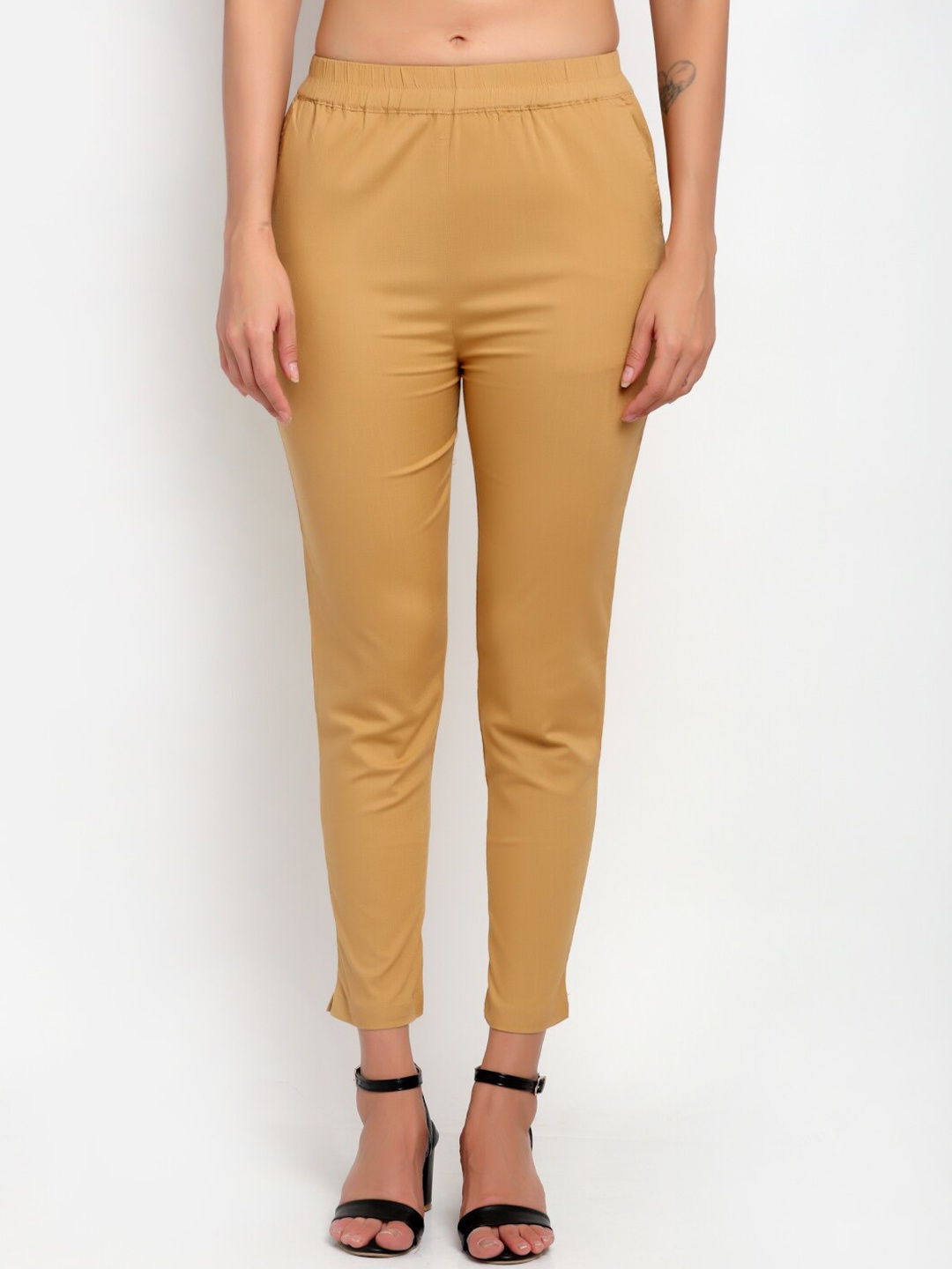 

Lovely Lady Women Beige Comfort Slim Fit Easy Wash Trousers