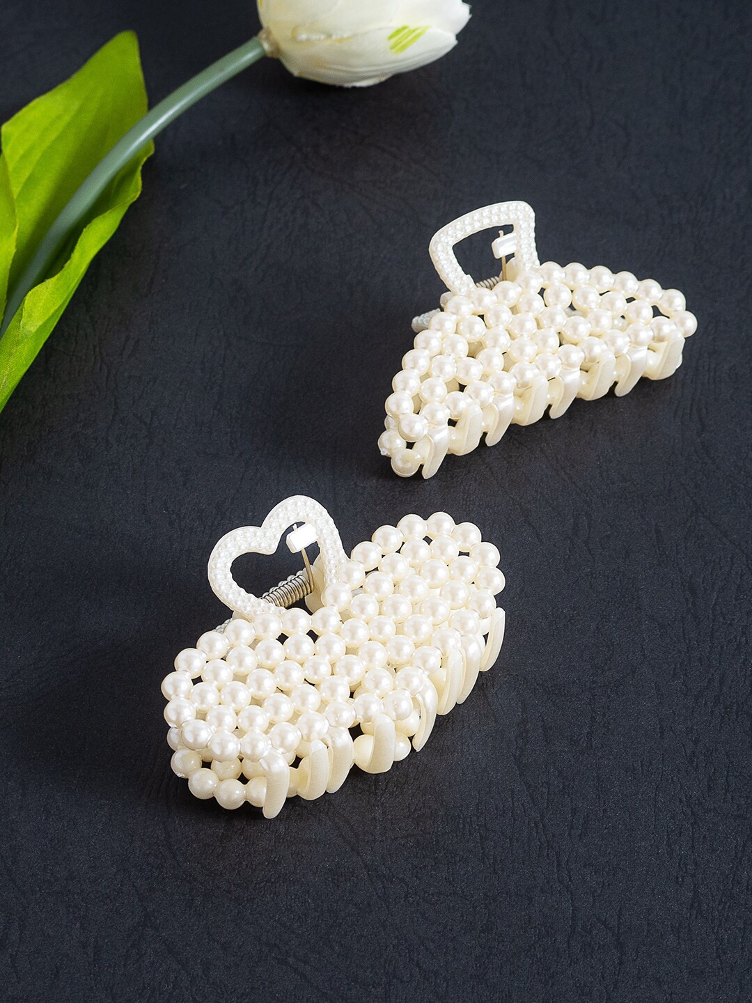 

Golden Peacock Women Set of 2 White Claw Clip