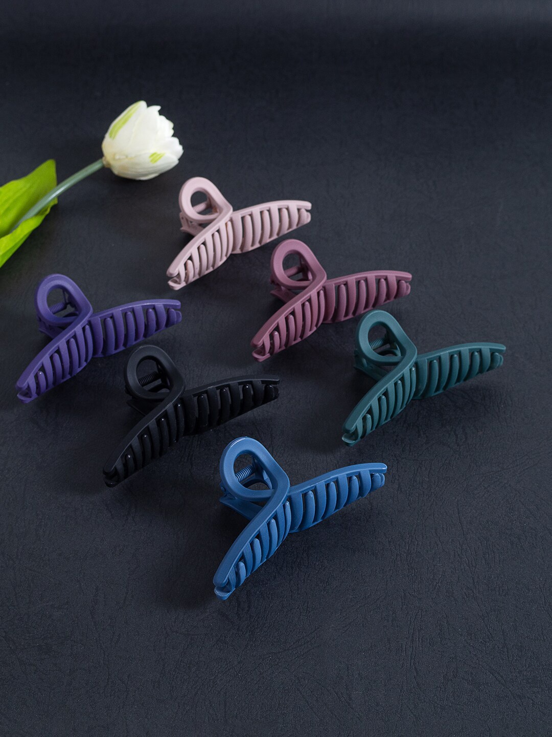 

Golden Peacock Women Set of 6 Claw Clips, Violet