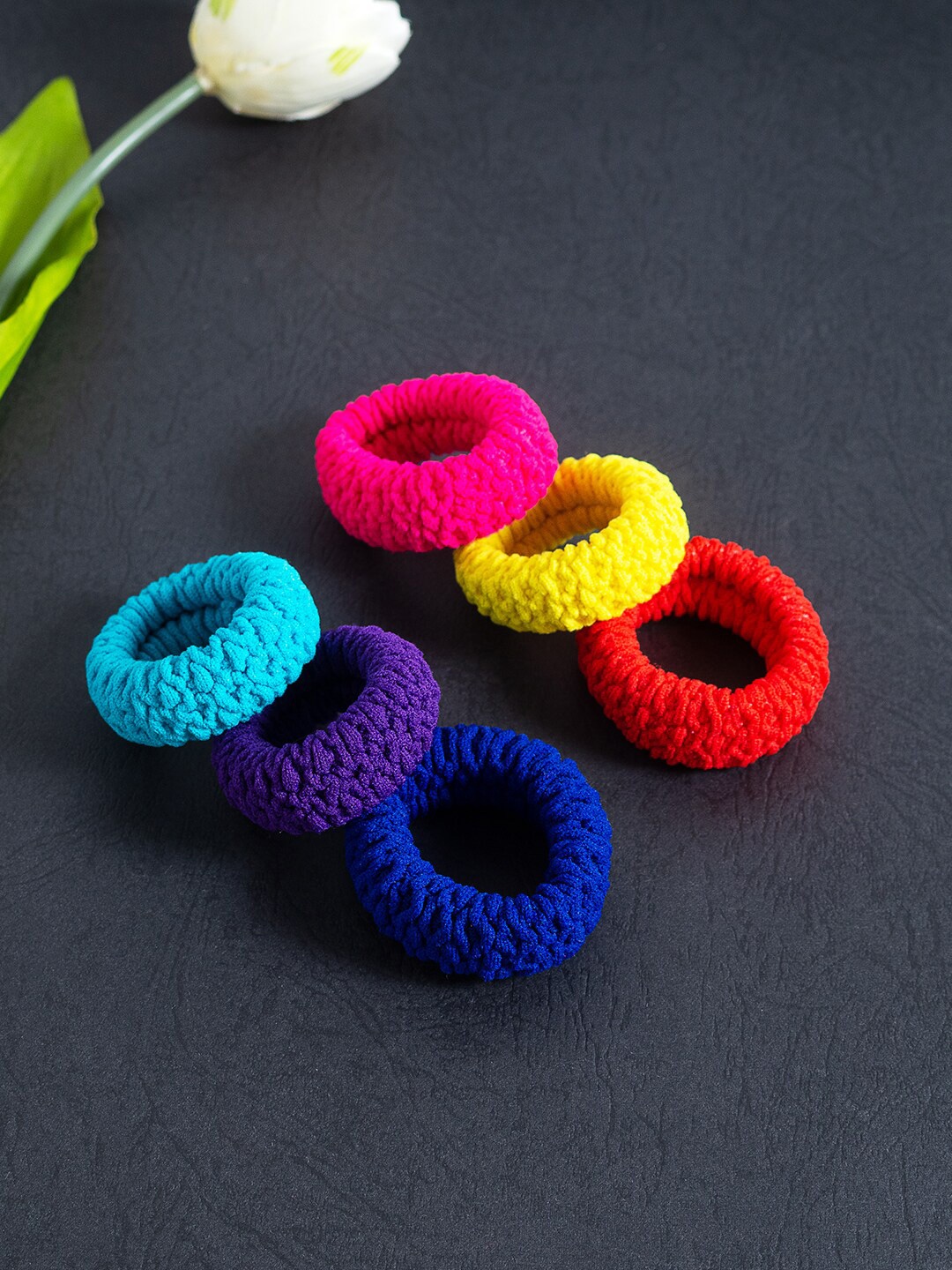 

Golden Peacock Women Yellow & Pink Set of 6 Ponytail Holders