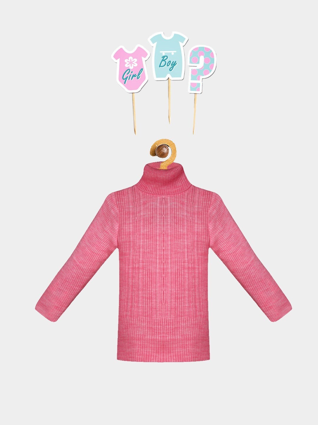

FABNEST Unisex Kids Pink Cable Knit Pullover