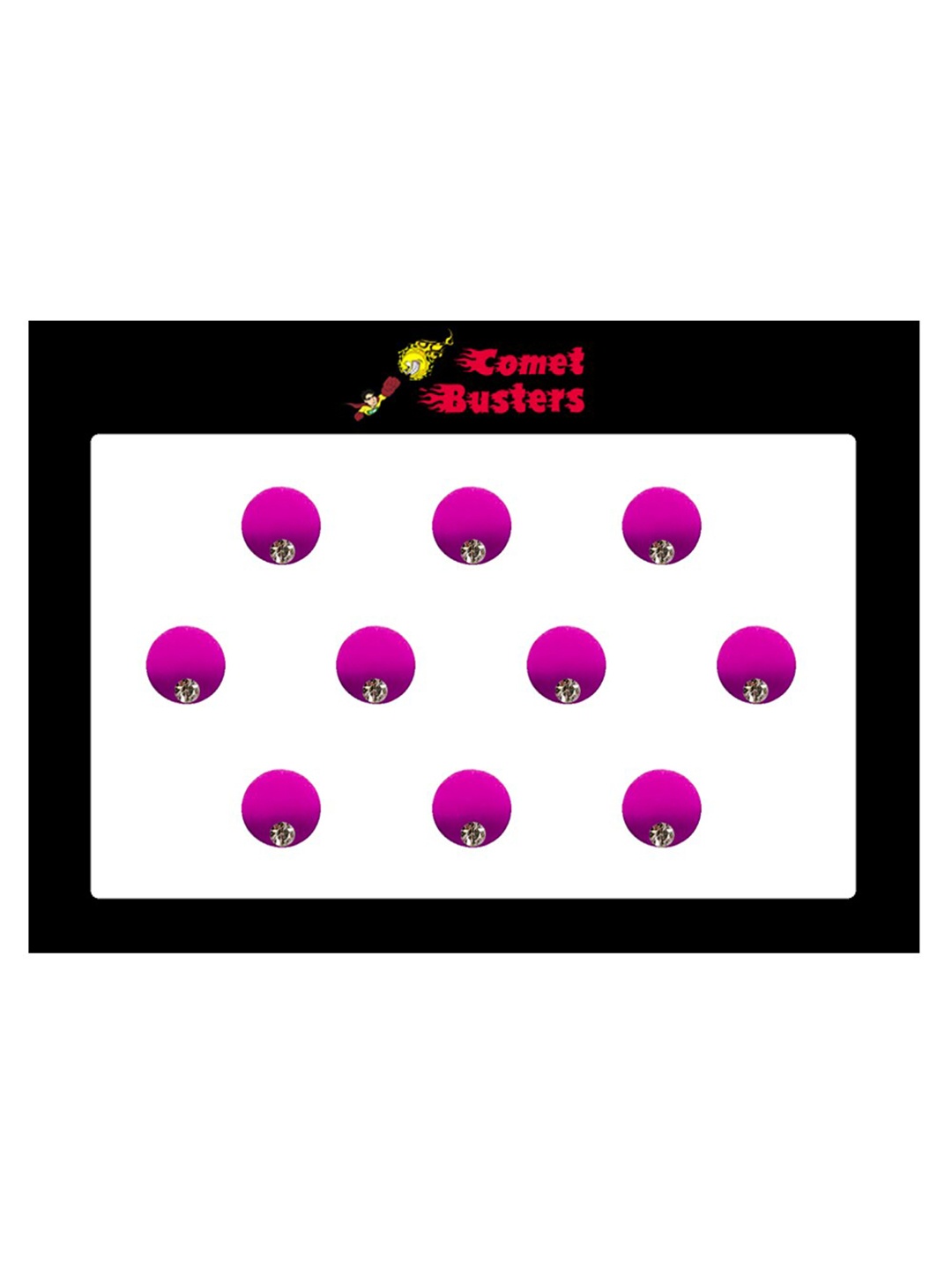 

Comet Busters 10 Pcs Embellished Reusable Designer Bindis - Magenta