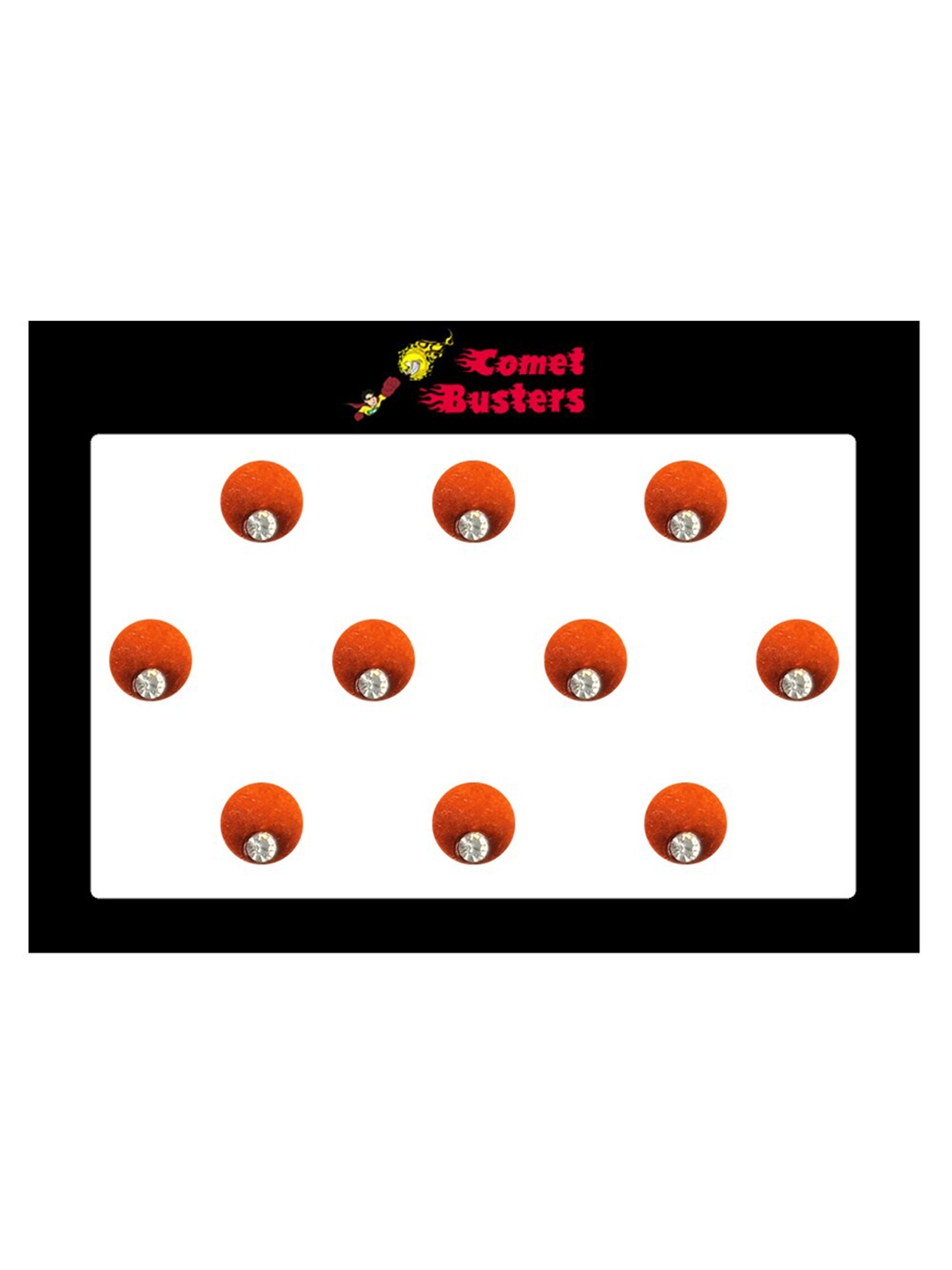 

Comet Busters 10 Pcs Embellished Reusable Designer Bindis - Orange