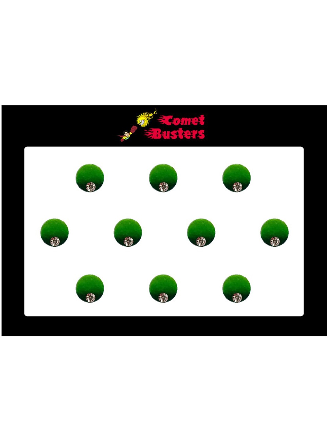 

Comet Busters 10 Pcs Embellished Reusable Designer Bindis - Green