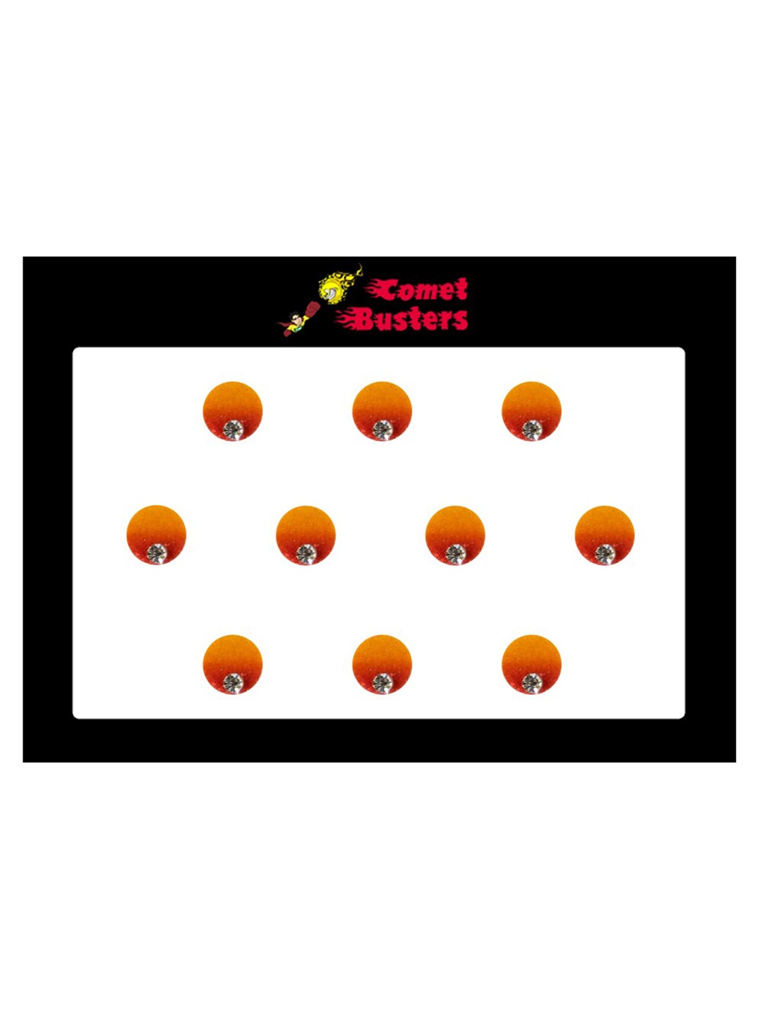 

Comet Busters 10 Pcs Embellished Reusable Designer Bindis - Orange