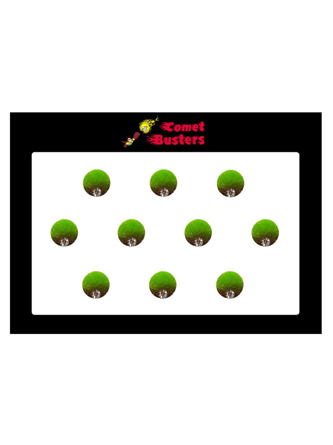 

Comet Busters 10 Pcs Embellished Reusable Designer Bindis - Green