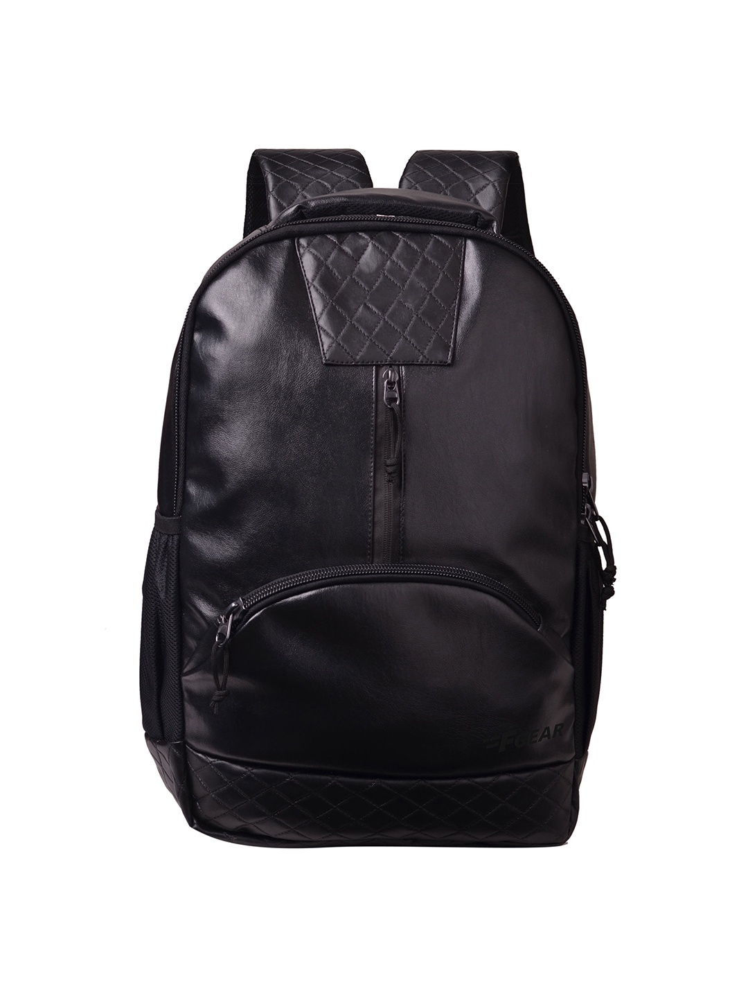 

F Gear Unisex Black Solid Yakuza Leather Backpack