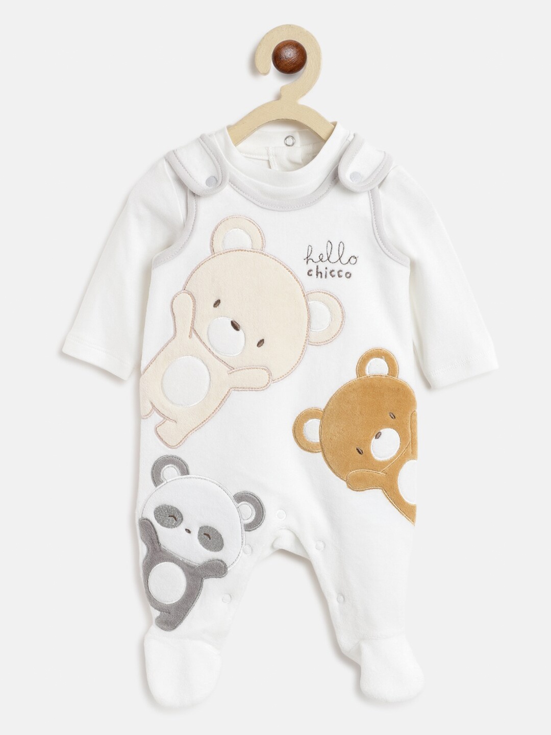 

Chicco Unisex Kids White & Brown Embellished T-shirt
