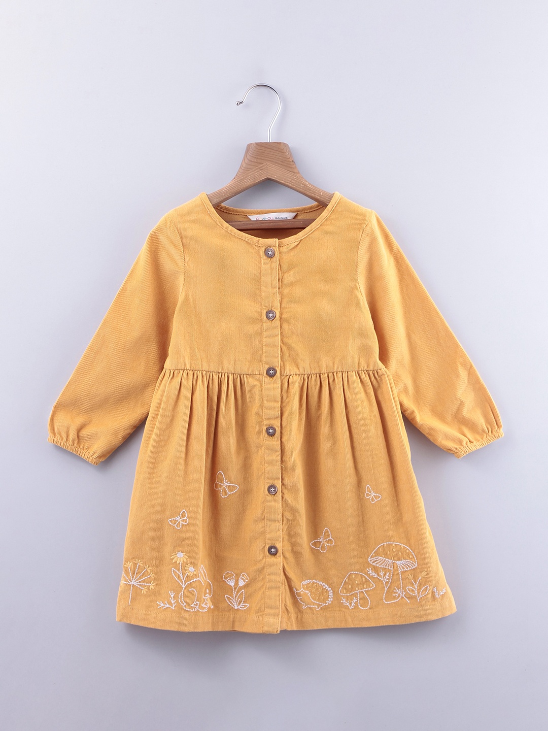 

Beebay Yellow Girls Embroidered A-Line Dress