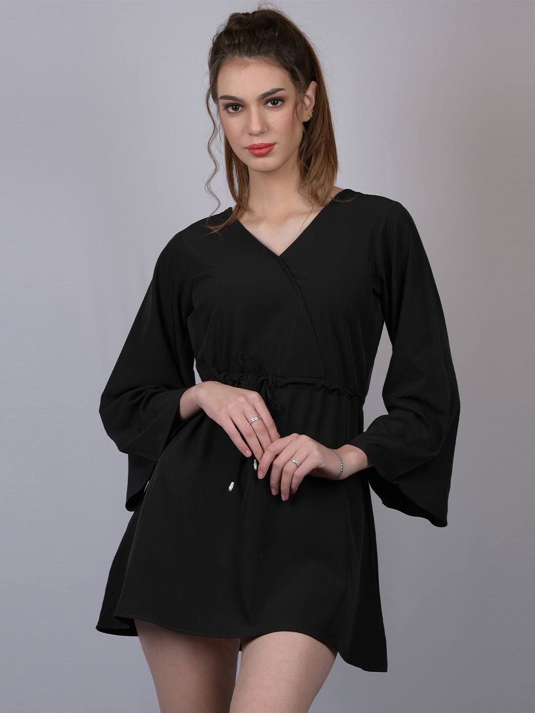 

OWO THE LABEL Women Black A-Line Mini Dress