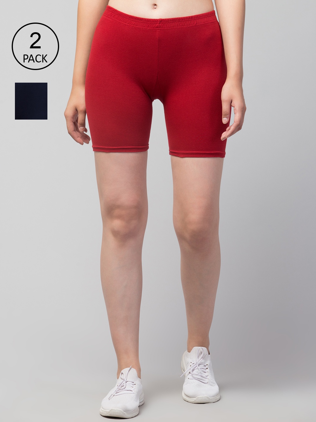 

Apraa & Parma Women Navy Blue Set of 2 Slim Fit Cotton Cycling Sports Shorts