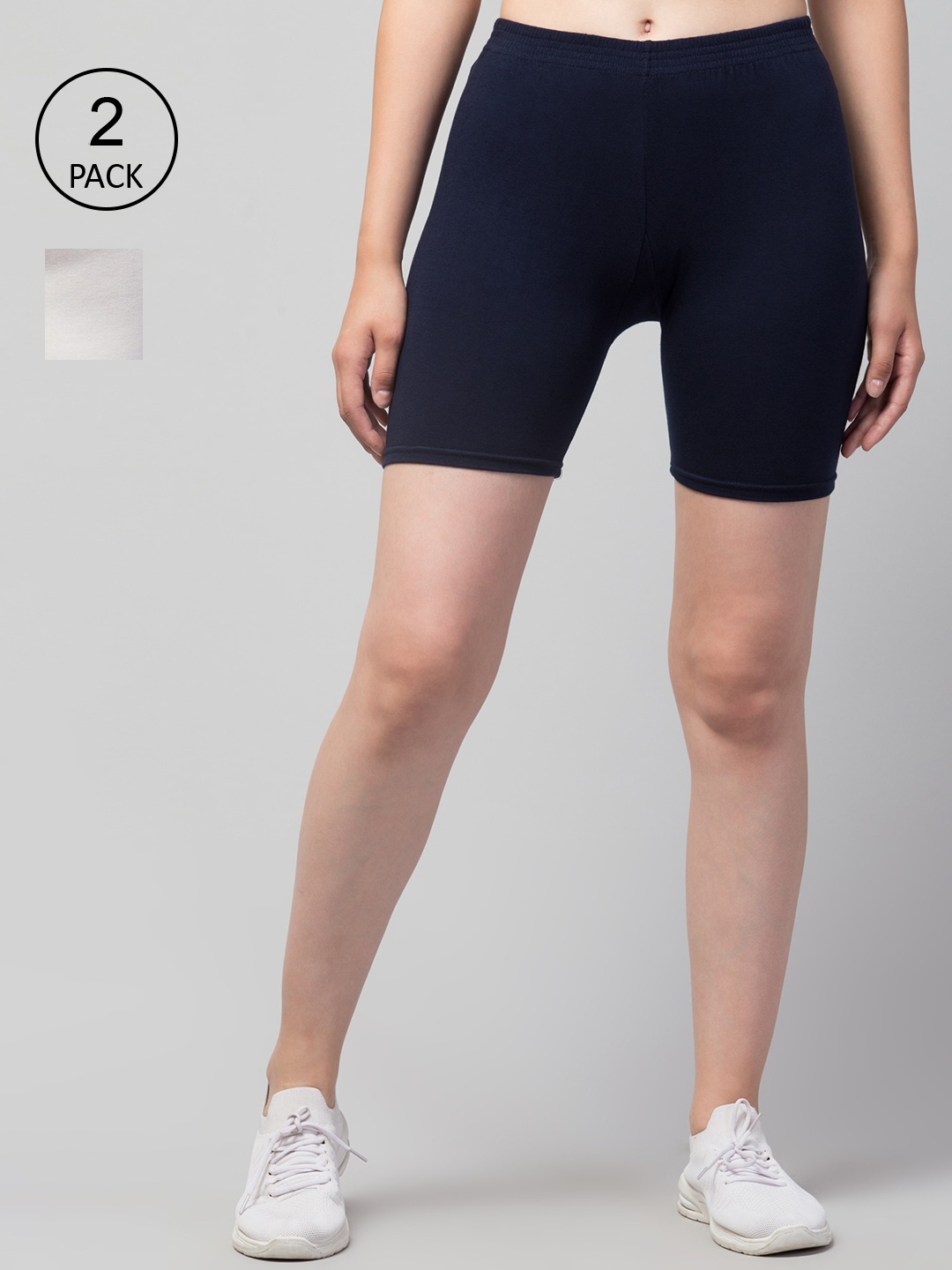 Apraa & Parma Women Navy Blue 2 Slim Fit Cycling Pure cotton Sports Shorts