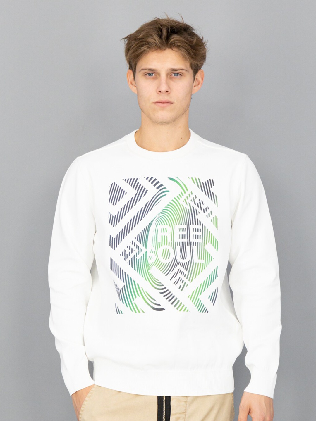 

FREESOUL Men Off White Printed Sweatshirt